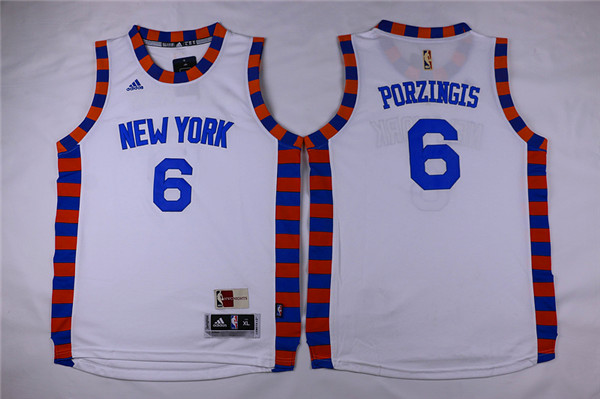 Adidas New York Knicks Youth #6 Porzingis white NBA jerseys
